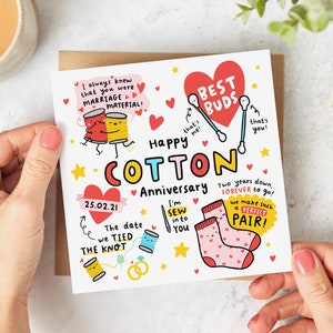Personalised 2nd Anniversary Card, Funny Card, Always Knew You Were Marriage Material, Cotton Anniversary Card