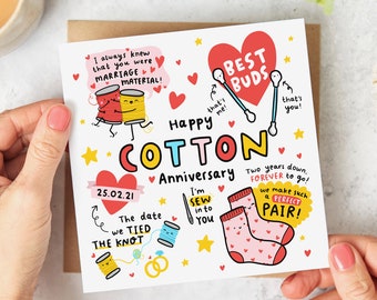 Personalised 2nd Anniversary Card, Funny Card, Always Knew You Were Marriage Material, Cotton Anniversary Card