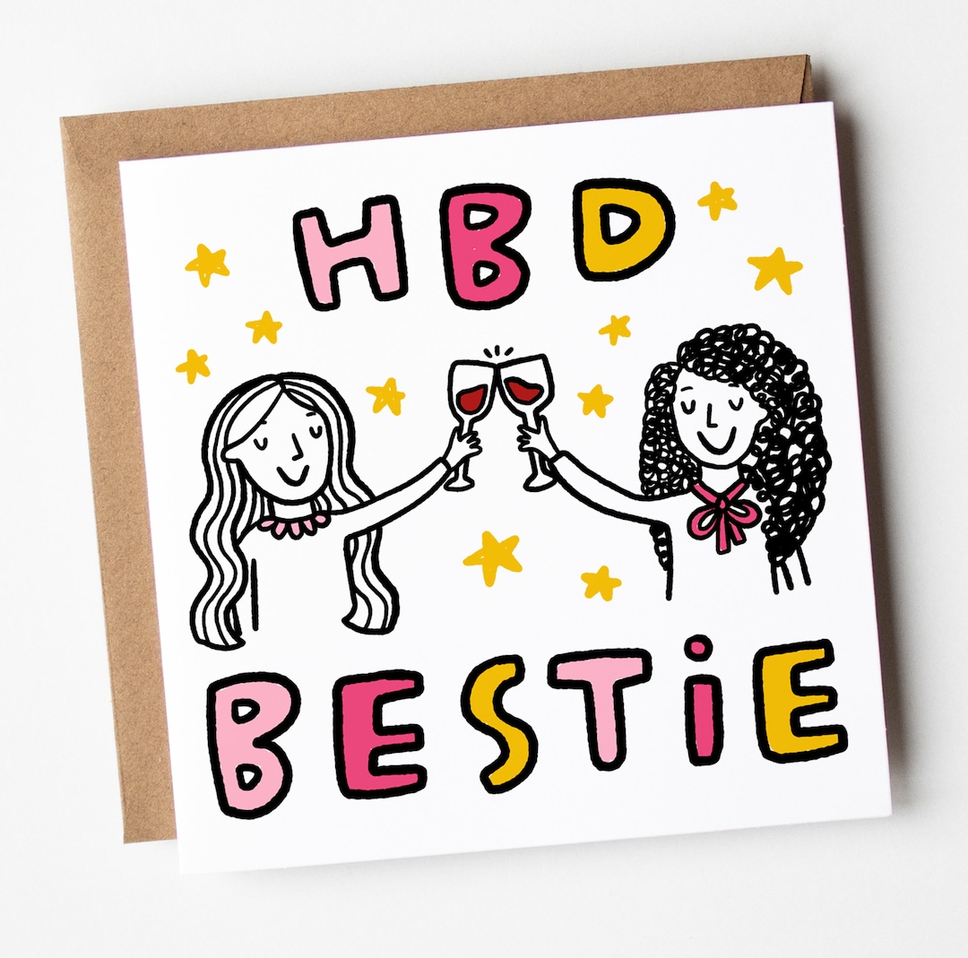 HBD Bestie Funny Birthday Card for Best Friend - Etsy