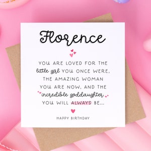 Goddaughter Birthday Card, Personalised Birthday Card, Incredible Goddaughter, You are Loved