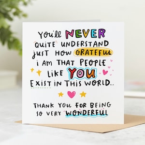 Thank You For Being So Very Wonderful Card - Thank You Card - Birthday Card - Appreciation Card -Proud Of You - Personalised Card