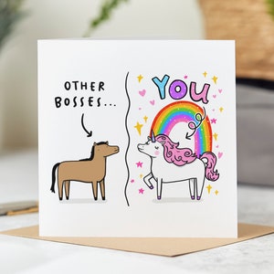 Funny Boss Card - Thank You Card, Congrats Card, Birthday Card, Leaving New Job Card - Unicorn Card - Personalised Card