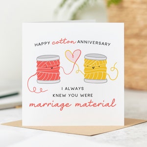 Always Knew You Were Marriage Material - Funny 2nd Anniversary Card - Cotton Anniversary Card - Personalised Card
