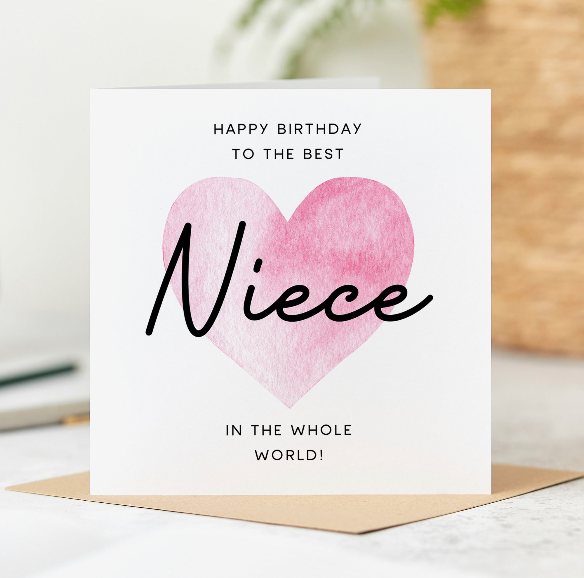 Hearts And Stars Biglietto Di Auguri 'Happy Birthday Niece' Con Farfalla Rosa E Busta