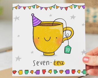 Carte 70e anniversaire, Seven-Tea, carte drôle