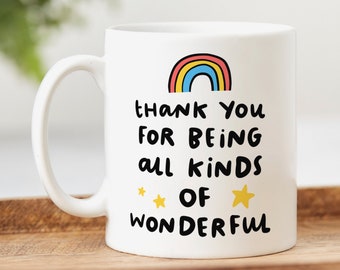 Thank You For Being All Kinds Of Wonderful Mug - Personalised Thank You Gift, Friendship Gift