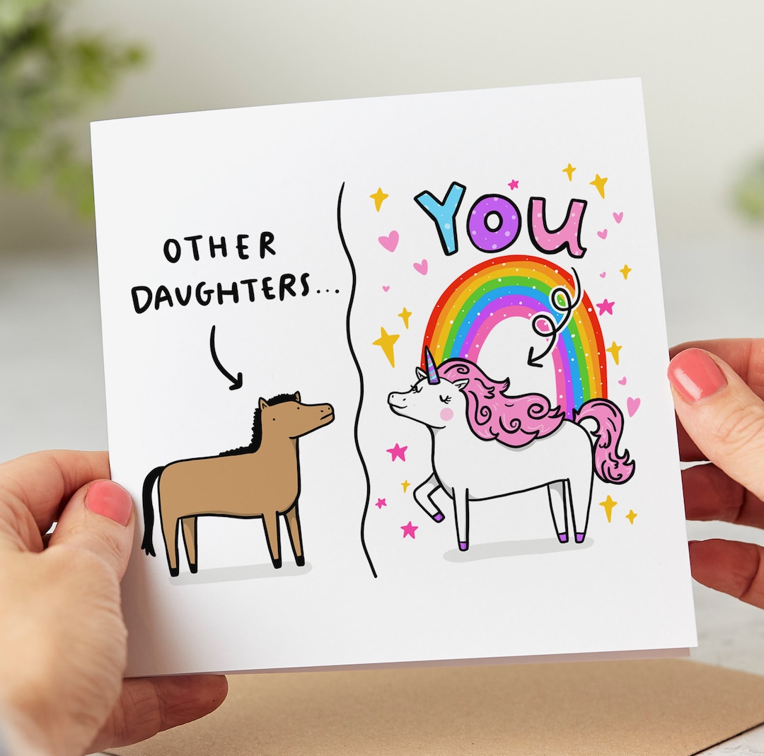 Funny Daughter Card - Birthday Card - Unicorn Card - Personalised Card ...