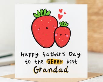 Berry Best Grandad Father's Day Card, Cute Card, Funny Card, Personalised Card