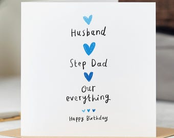 Tarjeta de cumpleaños para mi esposo y padrastro, nuestro todo.