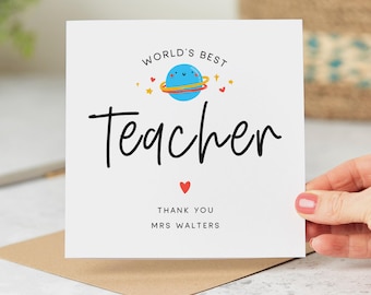 Personalised World's Best Teacher Card - Thank You Teacher Card