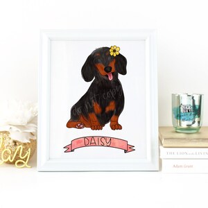 Dachshund Decor, Dachshund Art Print, Personalized Gift, Dachshund Mom, Custom Pet Portrait, Hand Illustration, Weiner dog, Dachshund Lover