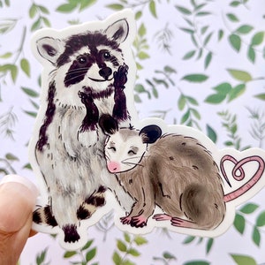 Raccoon and Possum Sticker, Vinyl Weatherproof Decal, Best Friend Gift, Funny Sticker, Laptop Sticker, Hydroflask Water bottle sticker