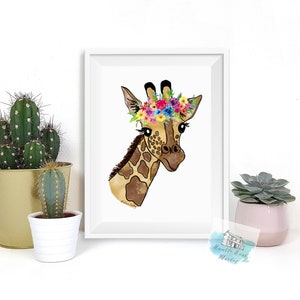 Watercolor Giraffe, Floral Giraffe, Large Art Print, Painting, Art  Print, Nursery Print, Watercolor Art Giraffe Portrait, Baby Shower Gift