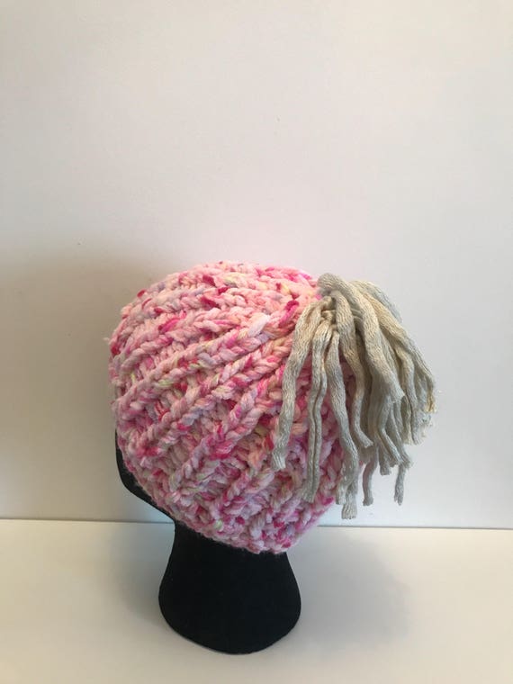 winter hat with bun hole