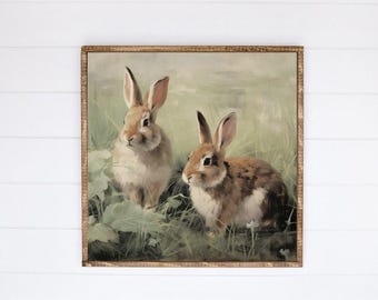 Bunny Loves Canvas Printed Sign
