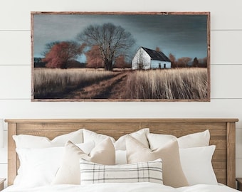 Fall Barn At Dusk Canvas Printed Sign