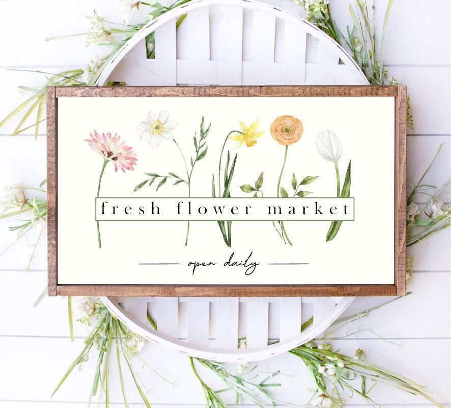 Fresh Flower Market Canvas Printed Sign