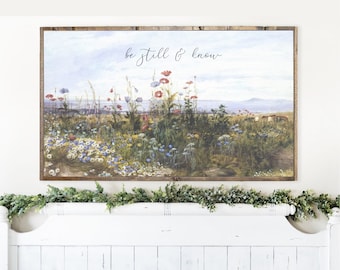 Roadside Wildflowers Be Still And Know Canvas Printed Sign