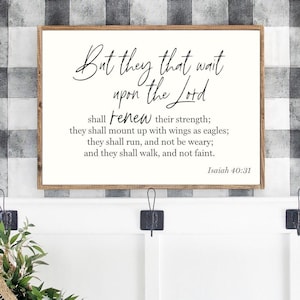 But They That Wait Upon The Lord Canvas Printed Wood Sign, Isaiah 40:31, Sign, Wooden Sign, Farmhouse Sign, Wood Sign