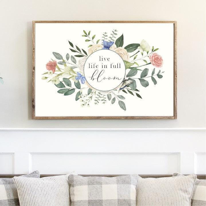 Live Life in Full Bloom Canvas Printed Sign - Etsy