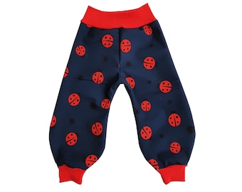 Softshell pants, children's pants, mud pants with ladybugs, in your desired size