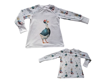 Kinder Langarmshirt, Gr. 98/104, Ostern, Gans