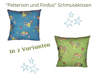 small children's pillow, "Petterson and Findus", blue or green