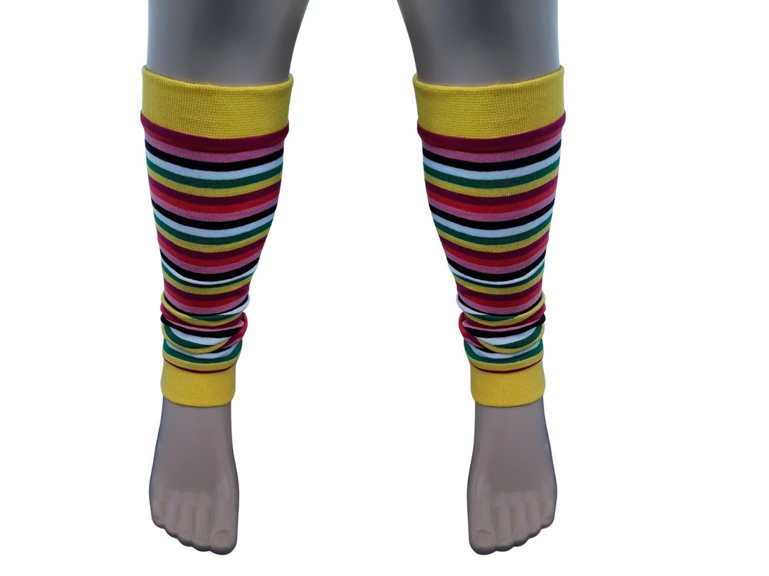 Leg Warmers Yellow Colorfully Striped Etsy