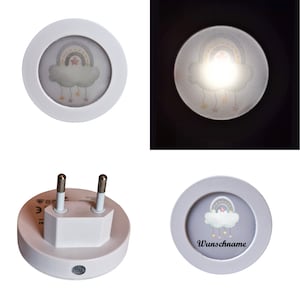 LED-Nachtlichtstecker mit Sensor, Motiv: Regenbogen, personalisierbar Bild 1