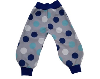 Softshell pants, children's pants, mud pants in gray/blue with dots, size. 74/80