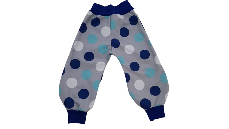 Softshellhose, Kinder Pumphose, Matschhose in grau/ blau mit Punkten, Gr. 74/80 image 1