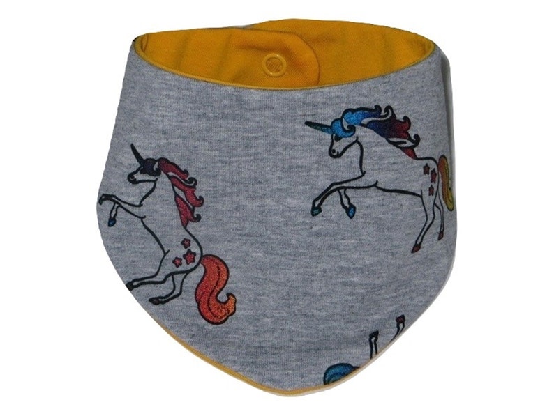 Baby Halstuch, Dreieckstuch Einhorn Unicorn bunt gelb Bild 4