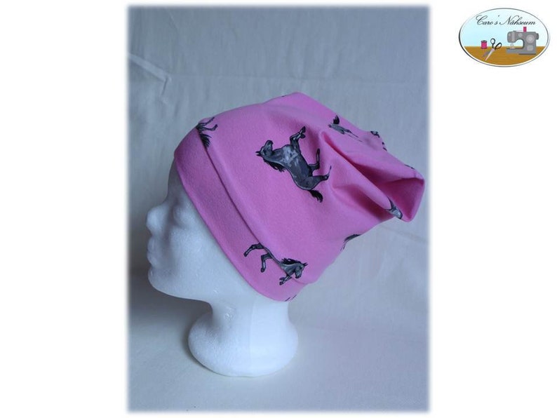 coole Mütze rosa grau Pferde Horses KU 50-52 image 3