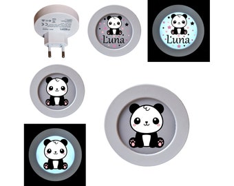 LED-Nachtlichtstecker mit Sensor, Motiv: Pandabär, Sterne, personalisierbar