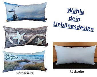 Sofa cushion, elongated decorative cushion in maritime look