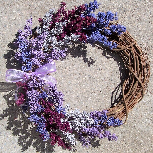 Lilac Grapevine Wreath, the Original.  Purples and White.  Very unique, Lilac seed pods painted in Lilac colors like flowers.