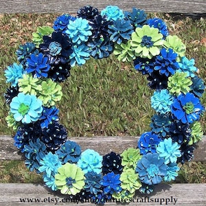 Peacock-Inspired Pine Cone Wreath.  Colorful Pinecone Wreath.