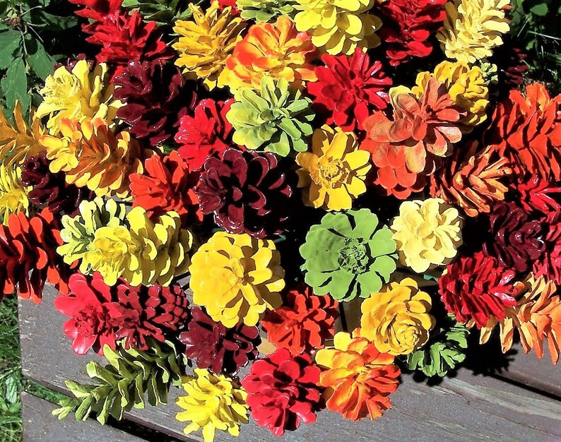 Fall Pine Cone Flowers ONE DOZEN on 12inch stems. Etsy