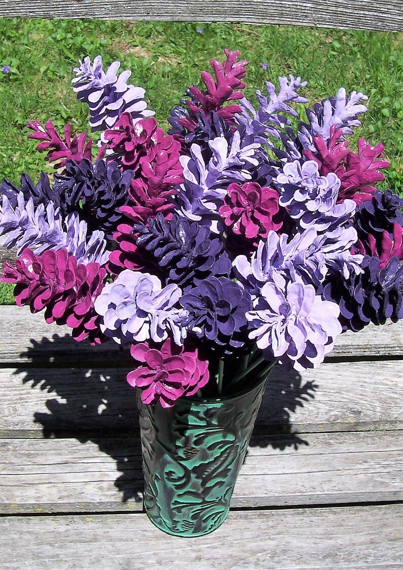 Lilac Pine Cone Flowers. ONE DOZEN. Curved Pine Cones Like Etsy