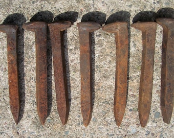 Railroad Spikes, Seven.  Rustic Metal.  Blacksmith Projects.  *See important shipping note in the description! (scroll down, they moved it)