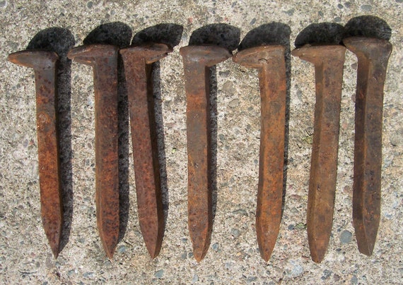 Railroad Spikes, Seven. Rustic Metal. Blacksmith Projects. see