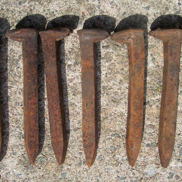 Railroad Spikes, Seven.  Rustic Metal.  Blacksmith Projects.  *See important shipping note in the description! (scroll down, they moved it)