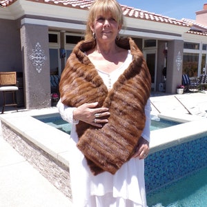 OS-flat, real MINK FUR stole stoll shawl wrap, mink fur in light brown, vintage fur, Mother of the Bride Groom, Wedding fur, holiday (#2435)