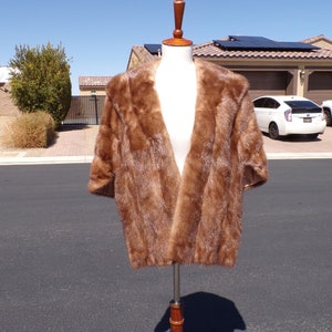 M (8-10) real MINK FUR stole stoll shawl wrap, brown mink, unbranded, bridal fur, wedding fur, Mother of the Bride, classic stole (#1309)