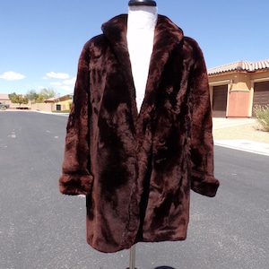 MOUTON FUR JACKET - 3/4 Sleeve Deep Brown Sheared Lamb
