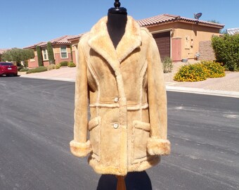 Tan Marlboro Shearling Sheepskin Coat - Fur Coat, Fur Jacket, Shearling  Coat, Shearling Jacket