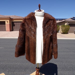 Unisex Mens S real NUTRIA FUR jacket coat stroller, hip-length similar to beaver fur, dark brown, pretty, soft and luxurious 1542-2 image 1