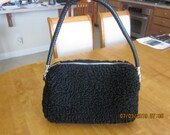 real genuine black curly PERSIAN LAMB (Astrakhan) FUR side handle purse handbag satchel tote handmade from repurposed fur coat