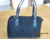 real genuine black broadtail PERSIAN LAMB (Astrakhan) FUR purse handbag satchel tote handmade from repurposed fur coat