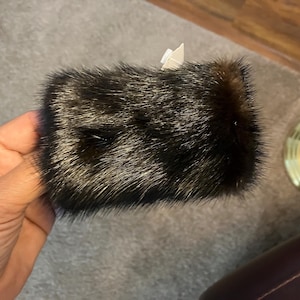 Cartera de piel de visón negra auténtica, tarjetero unisex, regalo para anfitriona, hecha con abrigos de piel reciclados y reutilizados (#1345-2)